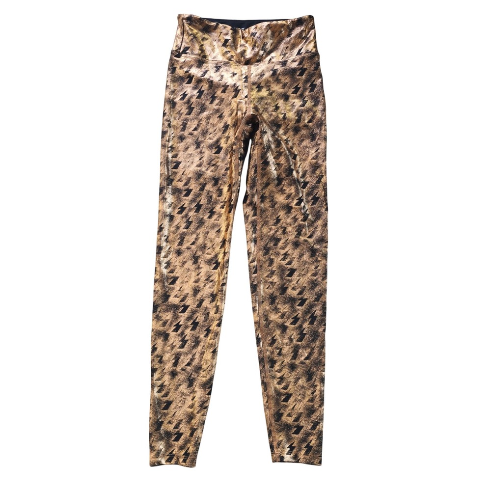 Heroine -111 Sport Marvel Leggings Gold Black Metallic Lightning‎ Bolt Small